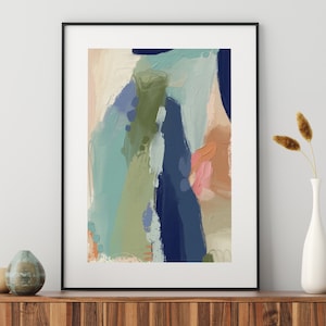 Blue Green Abstract Coastal Art Print: Modern Digital Download for Home and Office Decor