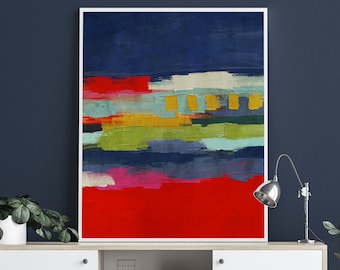 Colorful Abstract Art Printable Wall Art Painting Downloadable Art Minimalist Bold Colorful Print Modern Red Blue Art Contemporary Wall Art