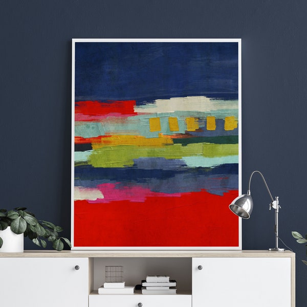 Colorful Abstract Art Printable Wall Art Painting Downloadable Art Minimalist Bold Colorful Print Modern Red Blue Art Contemporary Wall Art