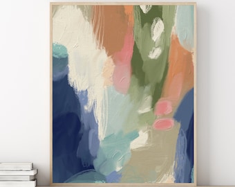 Neutral Blue Green Abstract Printable Wall Art Modern Contemporary Painting Downloadable Art Colorful Coastal Abstract Wall Art Print