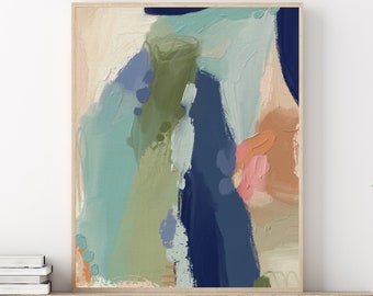 Neutral Blue Green Abstract Printable Wall Art Modern Contemporary Painting Downloadable Art Colorful Coastal Abstract Wall Art Print