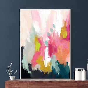 Vibrant Abstract Wall Art Print: Downloadable Minimalist Contemporary Painting for Modern Home Decor