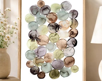 Modern Abstract Watercolor Art Print: Neutral Geometric Painting - Printable Download