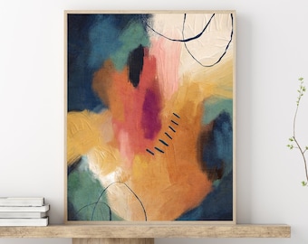 Abstract Printable Wall Art Painting Downloadable Art Colorful Abstract Print Modern Painting Contemporary Warm Neutral Colors Wall Art