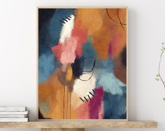 Abstract Printable Wall Art Painting Downloadable Art Colorful Abstract Print Modern Painting Contemporary Warm Neutral Colors Wall Art