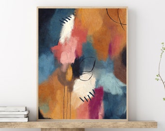 Colorful Abstract Wall Art: Modern Printable Download - Contemporary Painting in Warm Neutral Tones