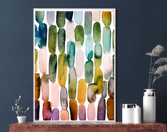 Modern Geometric Watercolor Abstract: Minimalist Coastal Print - Instant Downloadable Neutral Wall Art