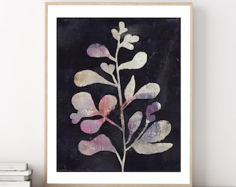 Neutral Botanical Floral Plant Abstract Printable Wall Art Leaves Flowers Modern Monotype Art Painting Digital Download