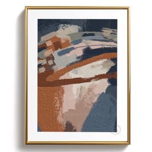 Neutraler abstrakter Kunstdruck: Rost, Marine & Terrakotta als Kunstdruck