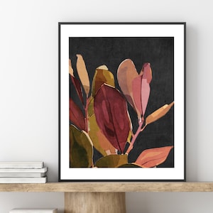 Neutral Black Abstract Floral Plant Printable Wall Art Botanical Leaves Boho Art Digital Downloadable Instant Download Living Room Art Print