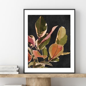 Neutral Black Abstract Floral Plant Printable Wall Art Botanical Leaves Boho Art Digital Downloadable Instant Download Living Room Art Print