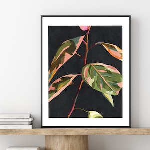 Neutral Black Abstract Floral Plant Printable Wall Art Botanical Leaves Boho Art Digital Downloadable Instant Download Living Room Art Print
