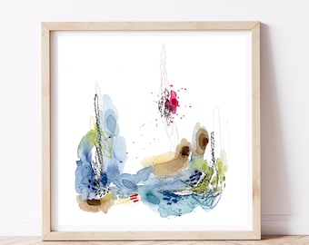 Watercolor Abstract Art Print: Colorful Modern Painting (Digital Download)