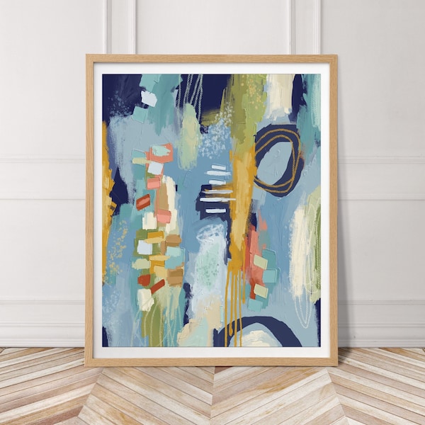LET GO 2 Abstract Printable Wall Art Modern Neutral Art Contemporary Painting Downloadable Art Blue Green Geometric Colorful Art Abstract