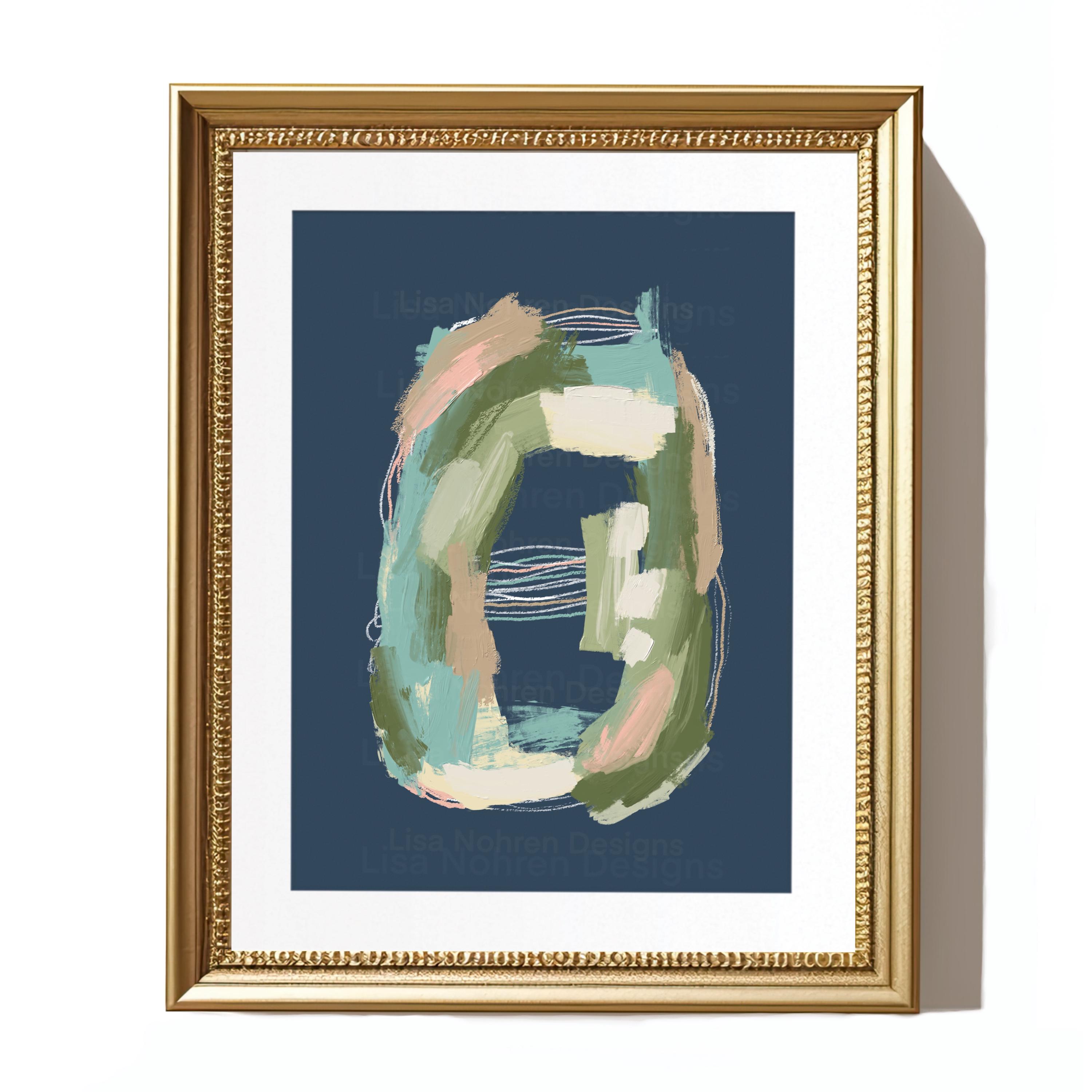 Neutral Abstract Wall Art Print: Blue...