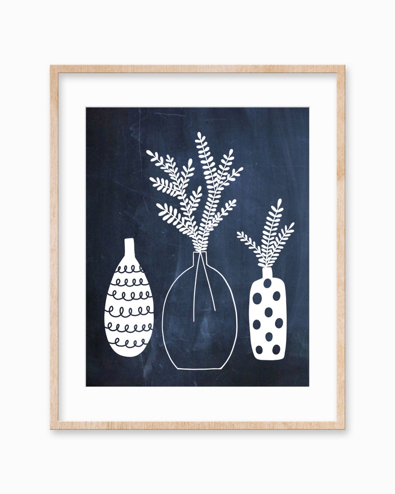 Navy Blue Botanical Floral Vase Printable Wall Art - Etsy