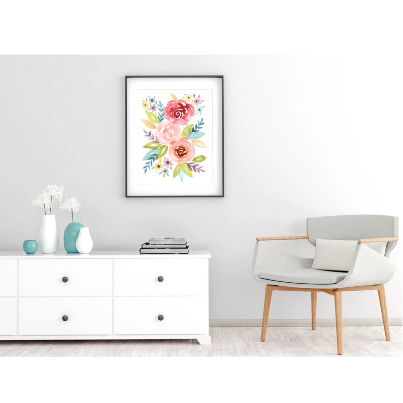 Watercolor Floral Printable Flower Painting Wall Art Printable - Etsy