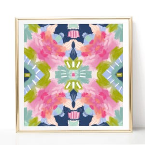Colorful Pastel Abstract - Printable Wall Art Painting - Instant Digital Download - Modern Preppy Grandmillennial Decor - Square Print