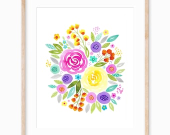 Watercolor Printable Watercolor Flowers Watercolor Printable Colorful Kids Room Art Nursery Printable Watercolor Floral Print Art Download