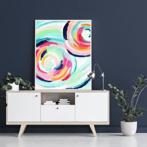 Colorful Modern Abstract Art Circles Painting Downloadable - Etsy