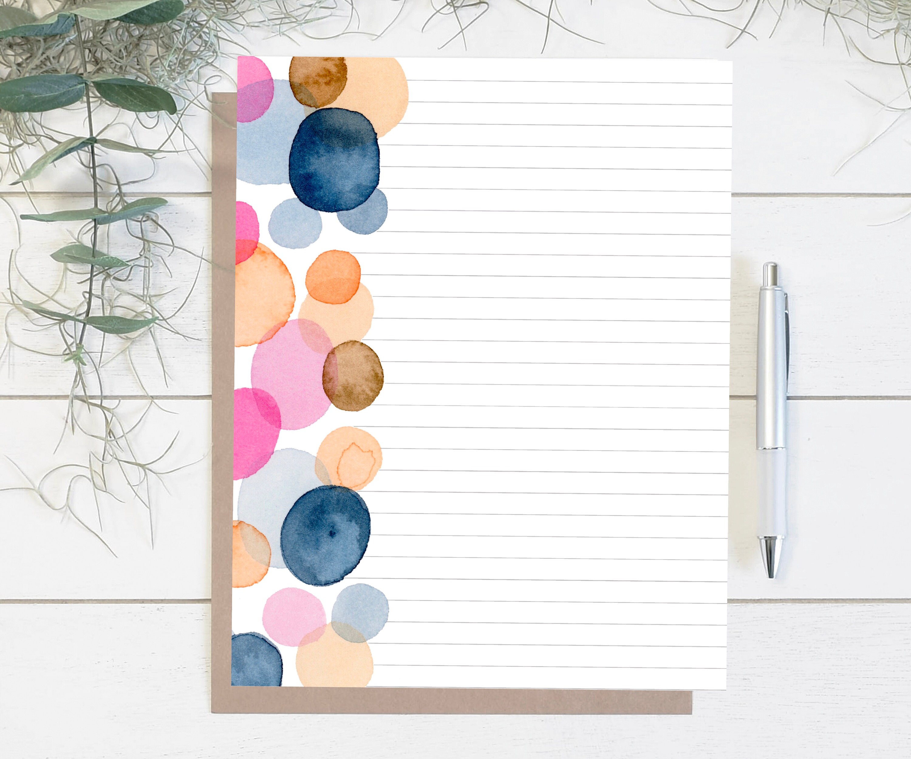 Abstract Watercolor Printable Letter Writing Note Paper Etsy