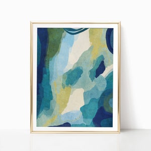 Ocean Blues Abstract Wall Art Printable Painting Downloadable Art Minimalist Neutral Blue Green Art Coastal Beach Modern Art Contemporary