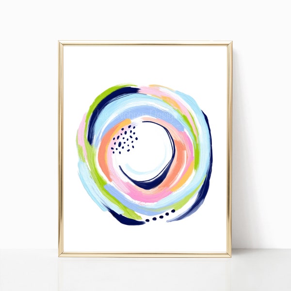 Colorful Modern Abstract Circle Art Painting Downloadable Printable Art Instant Art Print Kids Nursery Geometric Art Contemporary Wall Art