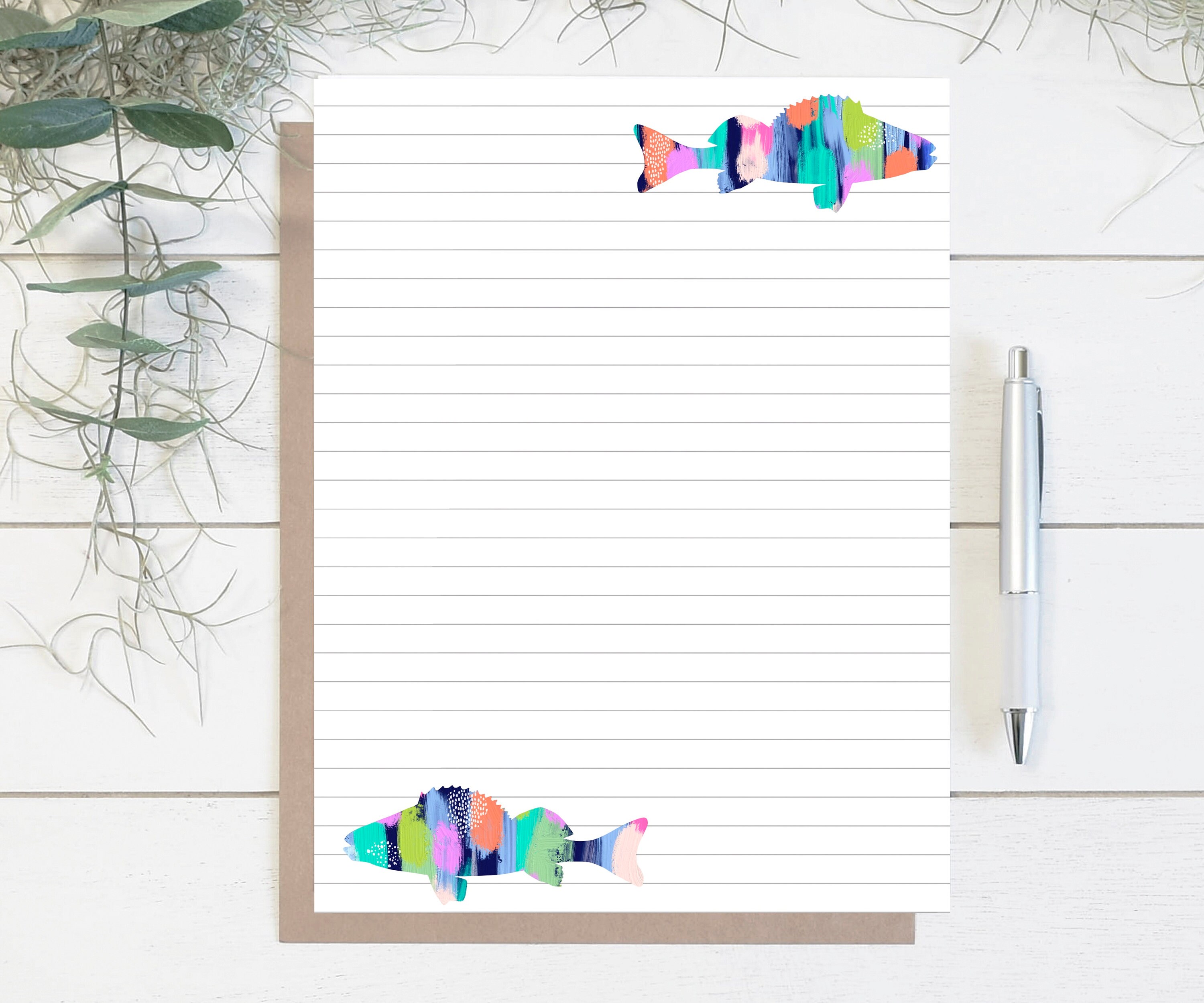 Printable Fish Sea Life Stationery Lined Letter Writing Paper - Etsy UK