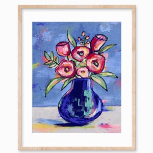 Colorful Abstract Impressionist Floral Vase Flower Art Painting Printable Wall Art Bright Bold Loose Floral Art Modern Minimalist Art