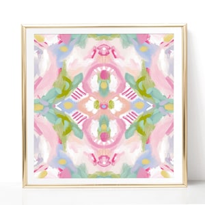 Colorful Pastel Abstract - Printable Wall Art Painting - Instant Digital Download - Modern Preppy Grandmillennial Decor - Square Print