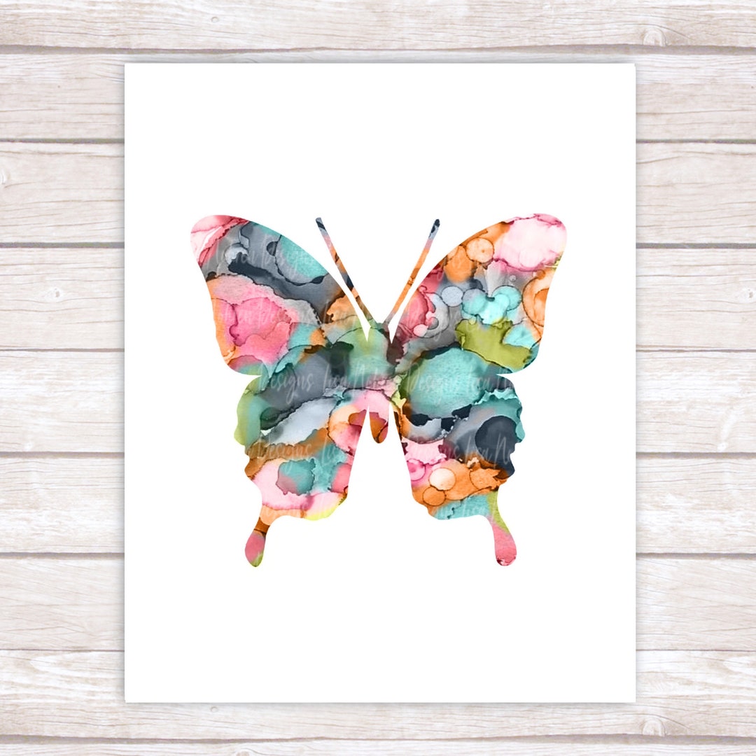 Watercolor Butterfly Printable Art Alcohol Ink Art - Etsy