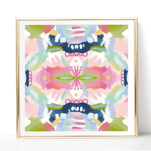 Colorful Pastel Abstract - Printable Wall Art Painting - Instant Digital Download - Modern Preppy Grandmillennial Decor - Square Print