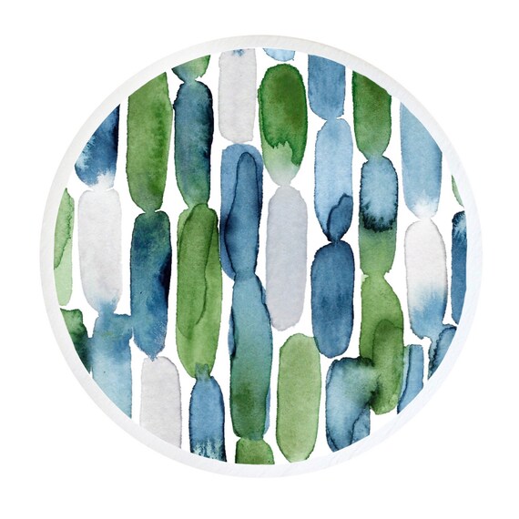 Watercolor Drawer Knobs Abstract Knobs Blue Knobs Decorative Etsy