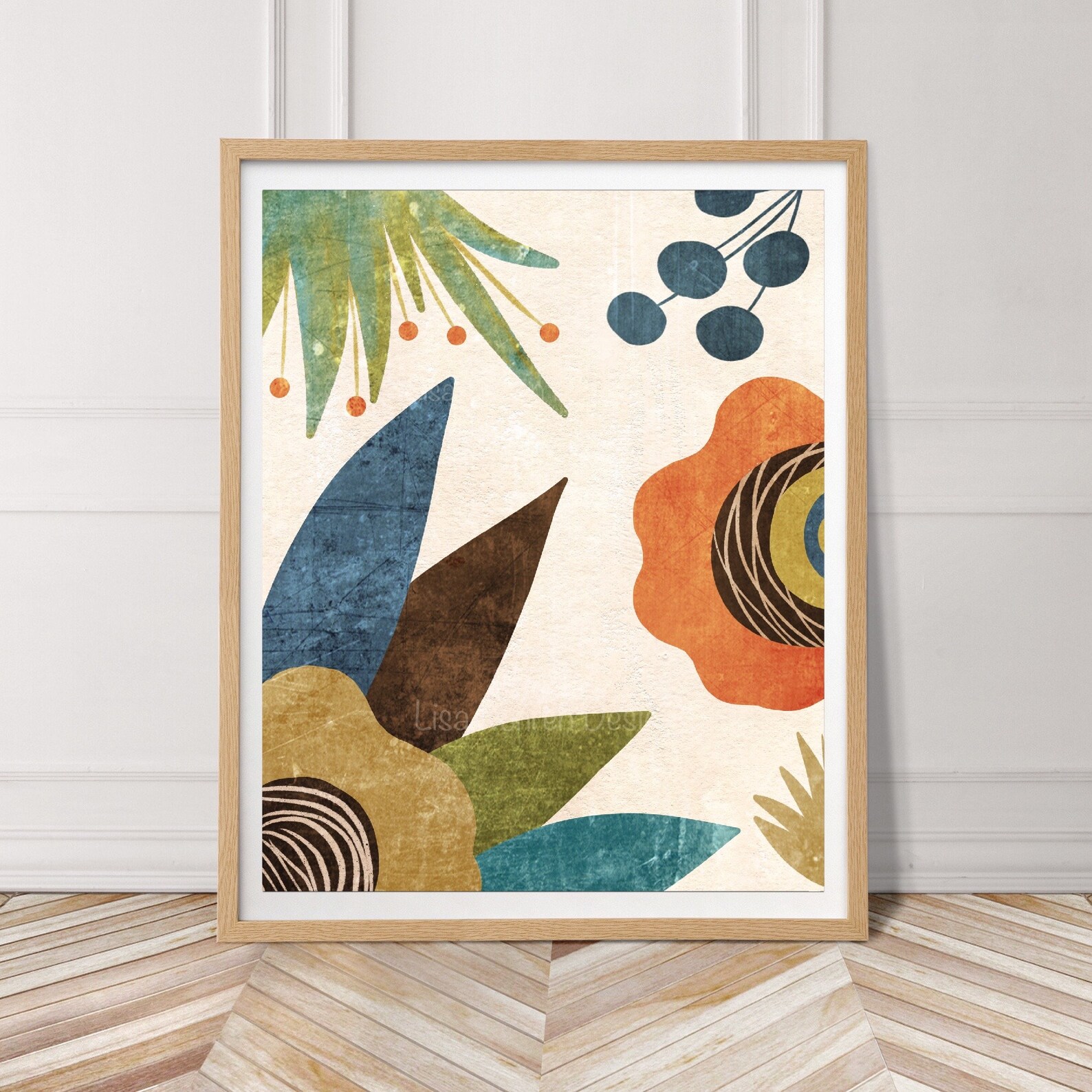 Printable Mid Century Modern Abstract Floral Wall Art Botanical Print ...
