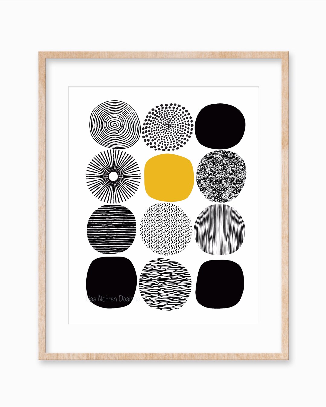 Black White Yellow Art Scandinavian Abstract Geometric Art Etsy