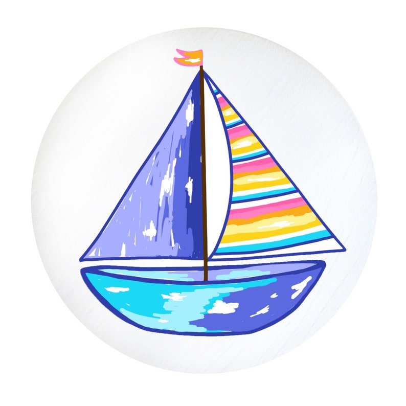 Sailboat Knobs Colorful Knobs Kids Knobs Decorative Knobs Etsy
