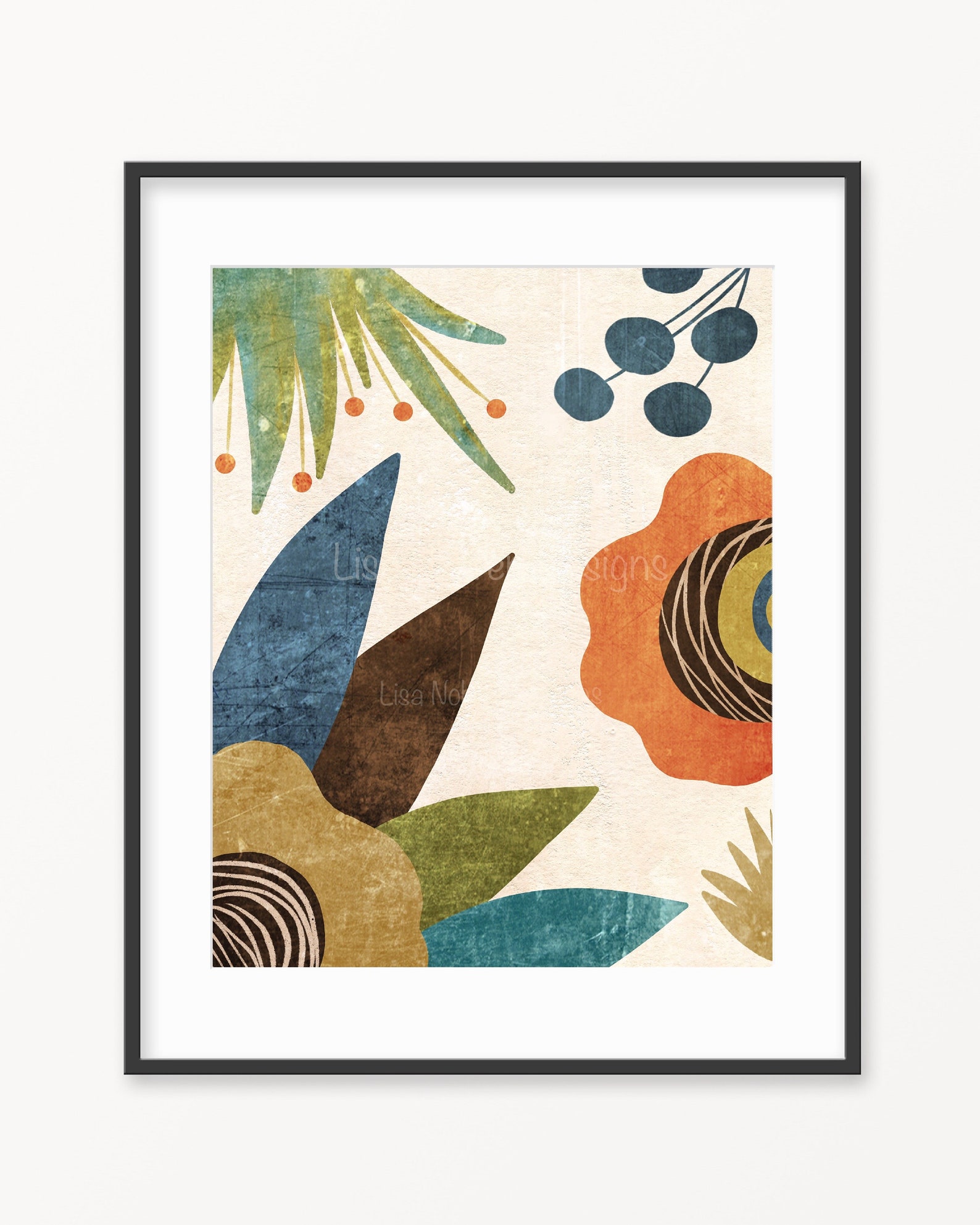 Printable Mid Century Modern Abstract Floral Wall Art Botanical Print ...