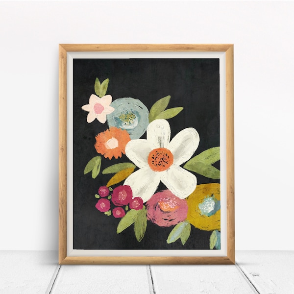 Colorful Abstract Floral Neutral Art Painting Printable Wall Art Digital Downloadable Nursery Instant Art Print Cottage Floral Botanical Art