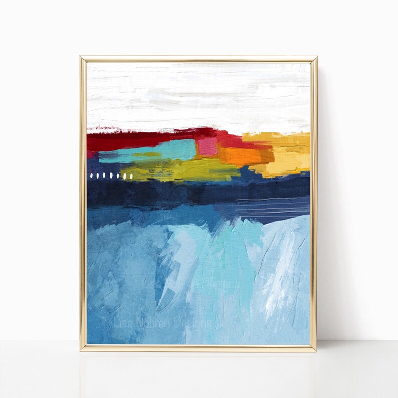 Colorful Blue Abstract Art Printable Wall Art Painting - Etsy