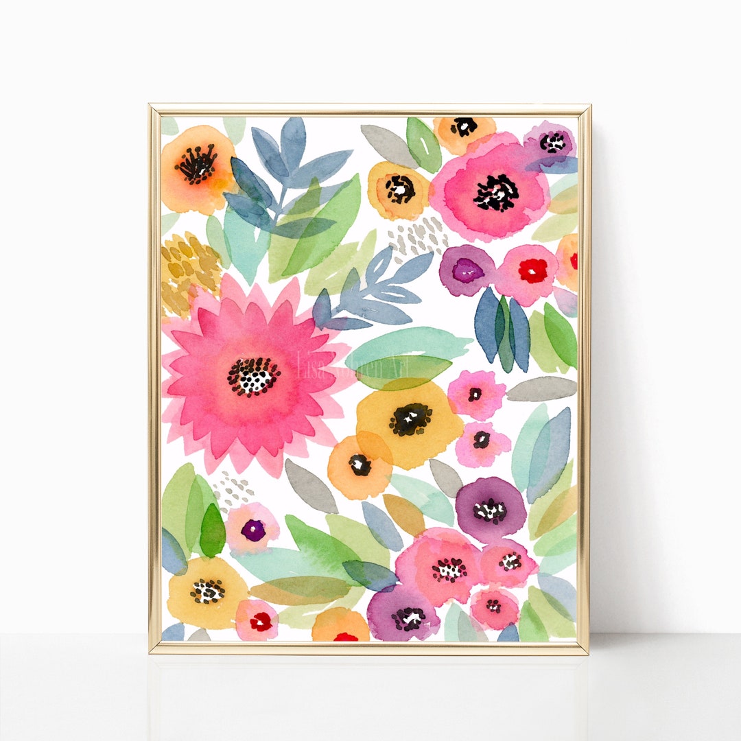 Watercolor Floral Abstract Art Printable Wall Art Modern Watercolor