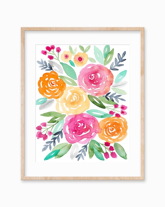 Watercolor Floral Printable Art Flower Painting Colorful Kids Room Nursery  Printable Girls Room Wall Art Decor Digital Print Art Download - Etsy