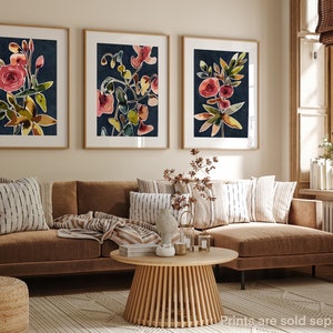 Vintage Floral 2 Navy Blue Botanical Plant Floral Abstract Flowers ...