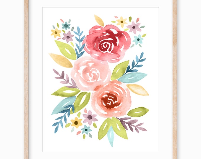 Navy Blue Botanical Floral Printable Wall Art Downloadable Art - Etsy