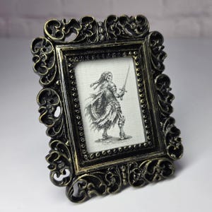 Baroque Gothic Decor, Female Skeleton Framed Art, Renaissance Skull Dark Academia Sword Shield Oddity Miniature Bookshelf Cottagecore Prints
