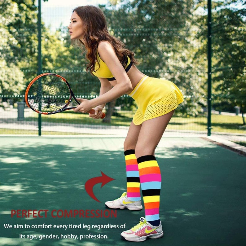 3 Pairs Compression Socks Christmas Theme Women Men Knee High Etsy