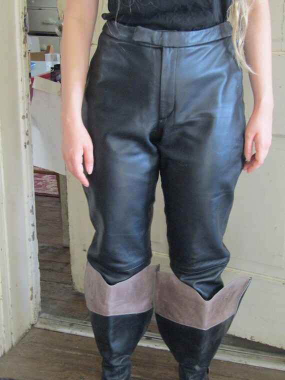 Black Leather Pants Sz. 8, Extra Long Leather Pant