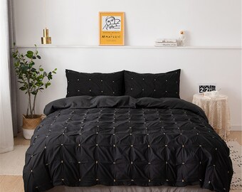 66 x 90inch Eternal Moment Pinch Pleat Duvet Cover with Zipper Closure Soft Luxurious Microfiber Pintuck Decorative Bedding Set with Pillow Shams 1 Duvet Cover and 1 Pillowcase White, Twin