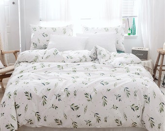 HLC Floral Leaf Trail Botanical Grey Bedding Duvet Cover Set