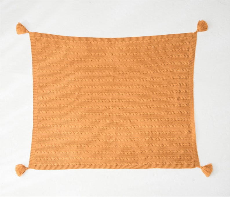 Dark Orange Knitted Throw Blanket Pure Color Decorative Etsy