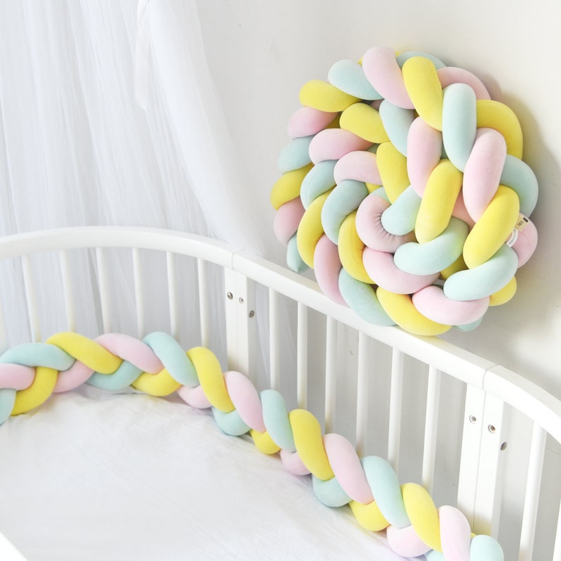 Custom Size Baby Crib Bumper Knotted Bed Bumper 3 Braided Etsy